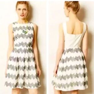 Anthropologie White and Grey Dress